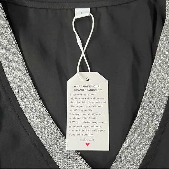 NEW WITH TAGS MADE WITH LOVE LONG SLEEVE SILVER TRIM PARTY DRESS‎ - Picture 4 of 11